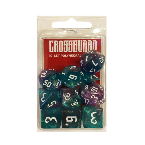 Crossguard Galaxy Polyhedral 10-Dice Set GGX04 - Teal/Purple