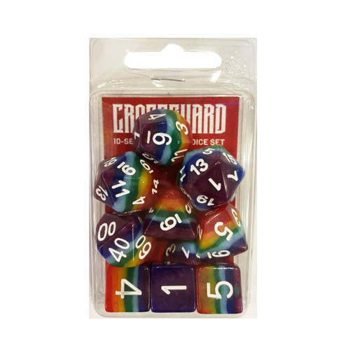 Crossguard Layered Polyhedral 10-Dice Set LS701 - Rainbow