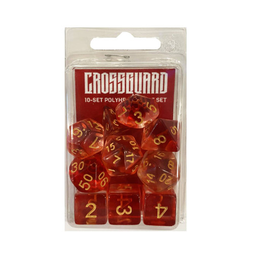 Crossguard Nebula Polyhedral 10-Dice Set N07 - Red w/Gold