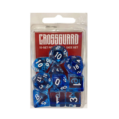 Crossguard Nebula Polyhedral 10-Dice Set N11 - Blue w/White