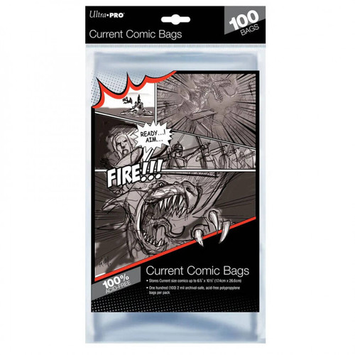 Ultra Pro 100ct Comic Bags Current Size 6-7/8" x 10-1/2" Ultra Pro 100ct Comic Bags Current Size 6-7/8" x 10-1/2"