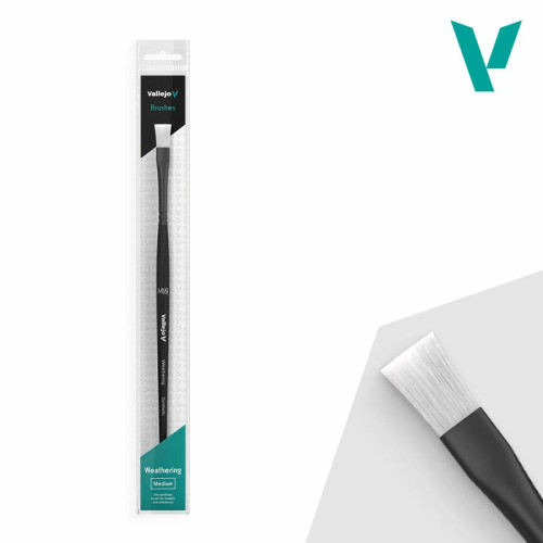 Vallejo Brushes - Weathering Flat - Synthetic Brush Medium Vallejo Brushes - Weathering Flat - Synthetic Brush Medium