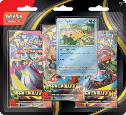 Pokémon TCG: Mega Evolutions Three Booster Blister - Psyduck Pokémon TCG: Mega Evolutions Three Booster Blister - Psyduck