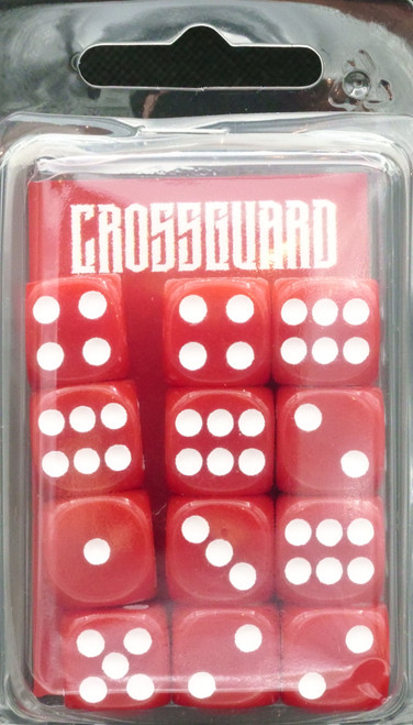 Crossguard Classic Opaque 16mm D6 12-Dice Set OP01 - Red w/ White pips