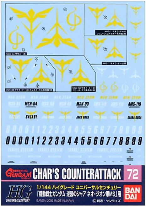 Gundam Decal #72 Chars Counterattack Neo Zeon (HGUC)