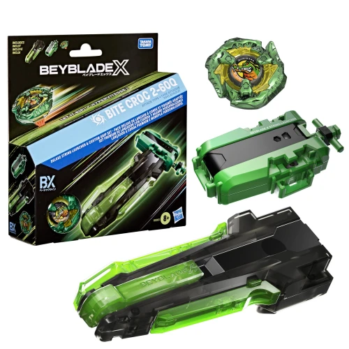Beyblade X Bite Croc 2-60Q Deluxe String Launcher & Custom Grip