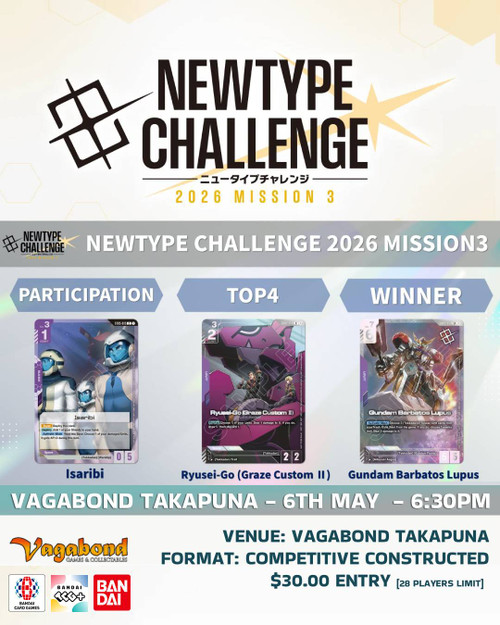 Gundam Card Game Newtype Mission 3 Wednesday, 6th May - 6:30PM (TAKAPUNA)