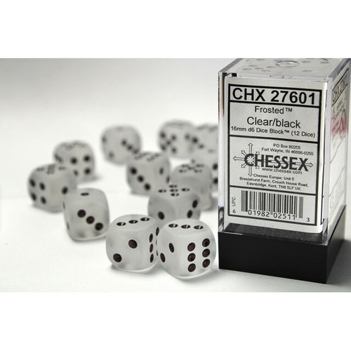 Chessex - Frosted D6 16mm Dice Block 12 - Dice Set - White