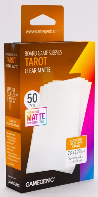 Gamegenic Board Game Card Sleeves - Tarot Clear Matte (73mm x 122mm) - 50pk
