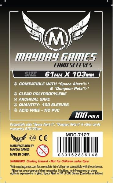 Mayday Games Magnum Space Card Sleeves: "Space Alert" (100) 61mm x 103mm