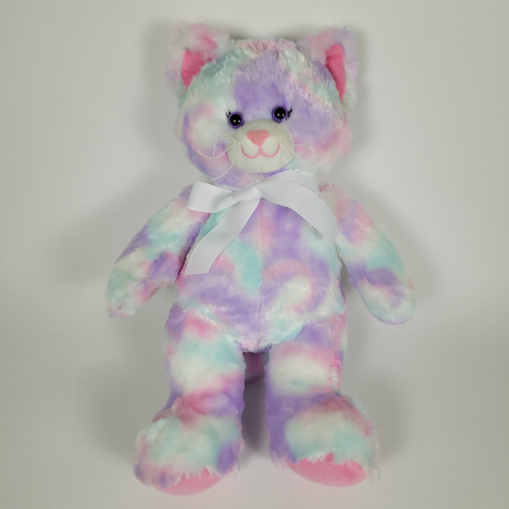 Build A Bear Cat Plush Pastel Colors Purple Eyes - Pretty! - 16" H