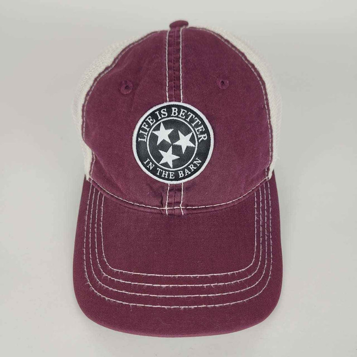 Cap with Mesh Back - Life Is Better In The Barn - Burgundy & White - Adjustable - Unisex - RARE FIND!