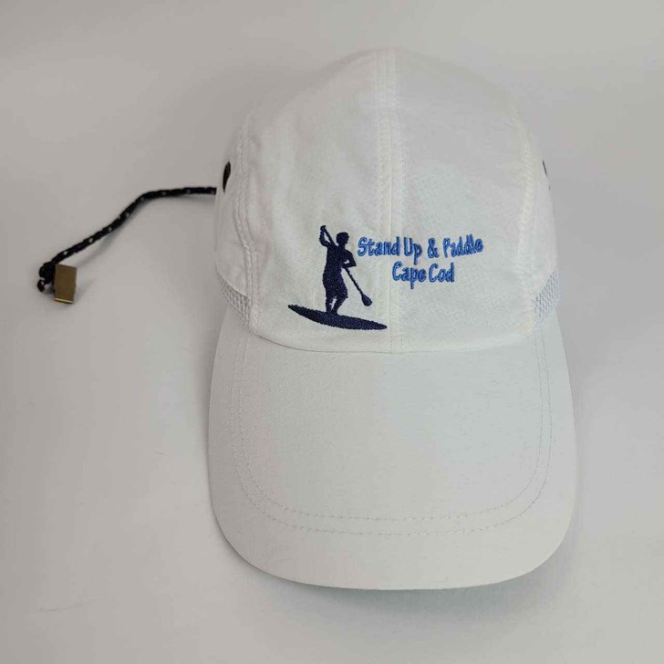Sun Block Cap Hat White with Cord and Clip - UPF 45+ - Breathable - Adjustable