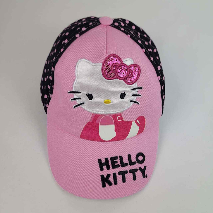 Cap - Hello Kitty - Pink with Polka Dots and Logo - Adjustable - Cute!