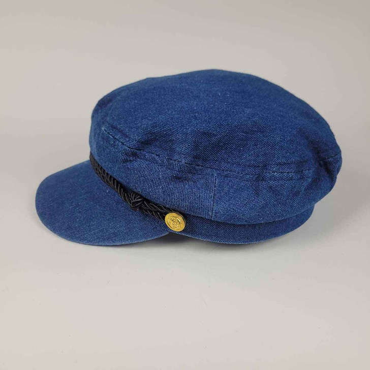 Hat - Fisherman's Cap - Cabbie - Blue Denim - 100% Cotton - 22 1/2" Inside