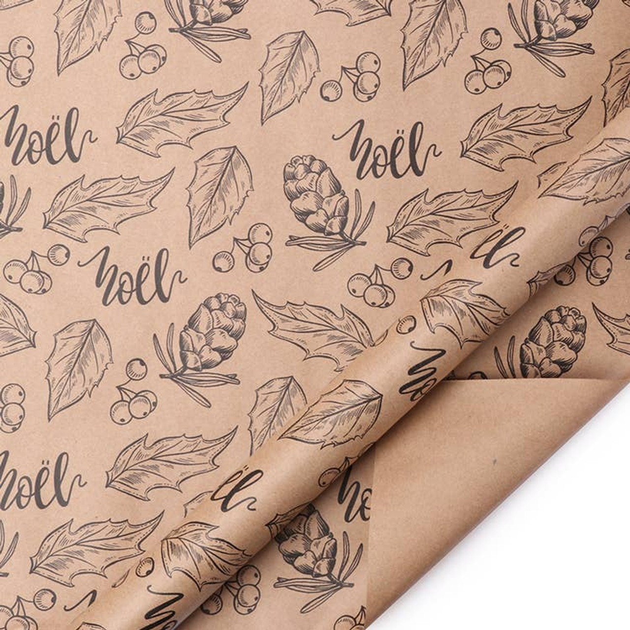 Noel Kraft Natural/Black Wrapping Paper