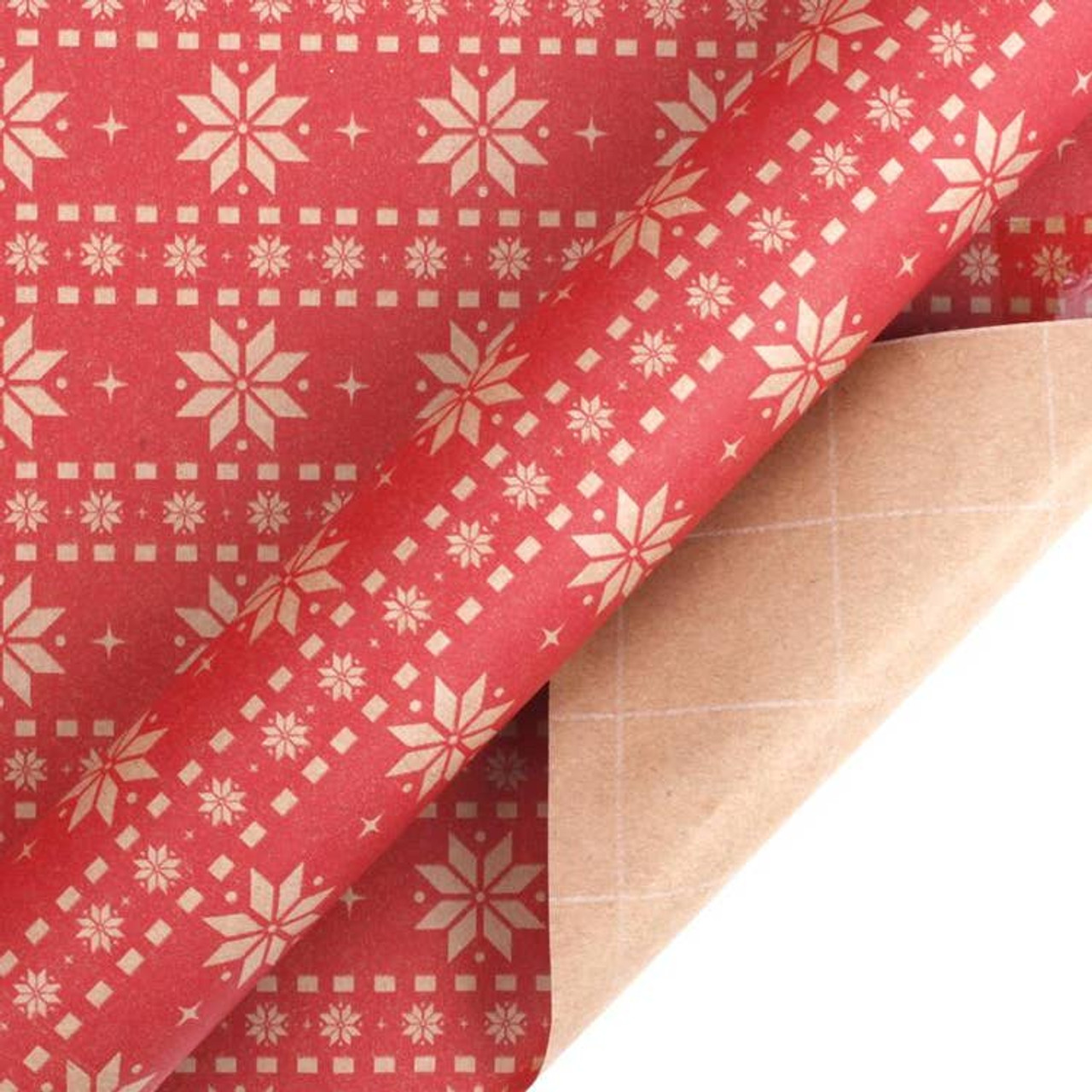 Red/Natural Kraft Knit Wrapping Paper Roll