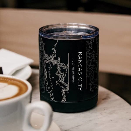 Kansas City Map Insulated Cup in Matte Black