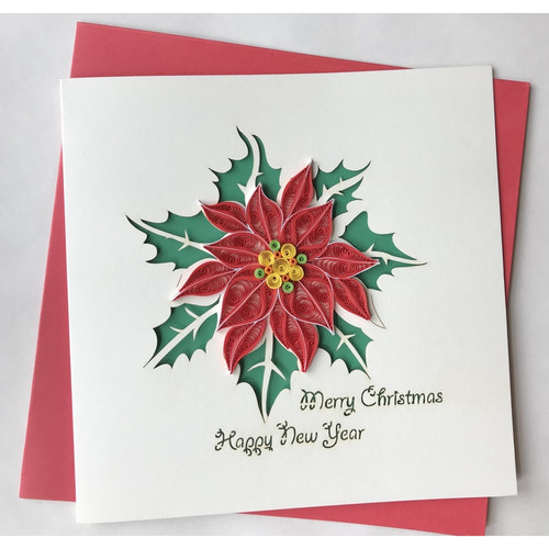 Poinsettia Holiday Quilled Card