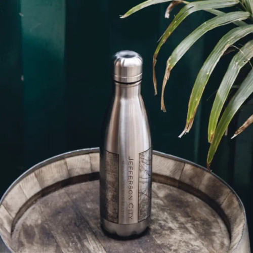 Jefferson City Map Insulated Bottle in Silver