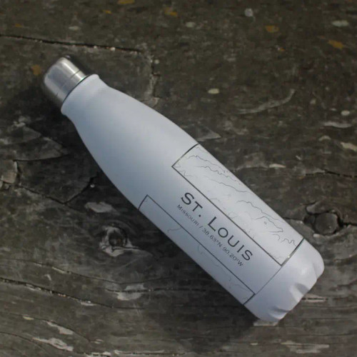 St. Louis Map Insulated Bottle in Matte White