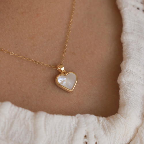 Heart Moonstone Necklace by Dainty Wishes Jewelry