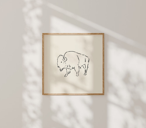 Bison Sketch Art Print