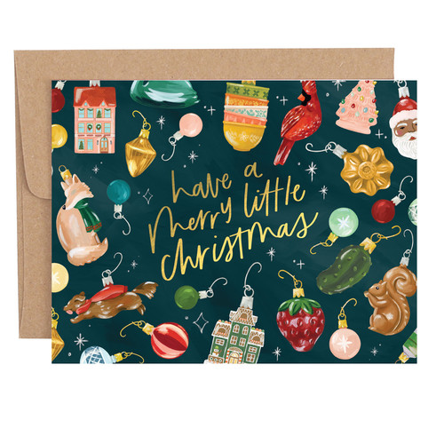 Merry Little Christmas Ornaments Holiday Greeting Card