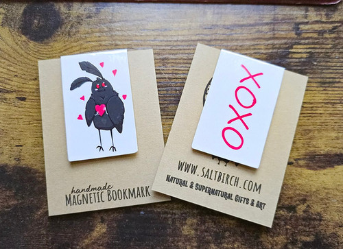 Valentines Mothman Romantic Cryptid Magnetic Bookmark