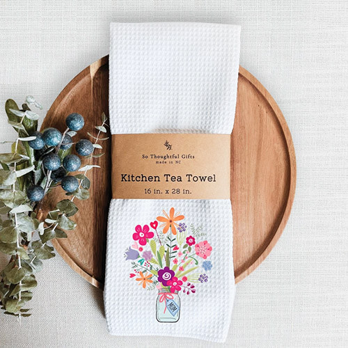 Mother’S Day Dish Towel - Flowers with Mom Tag
