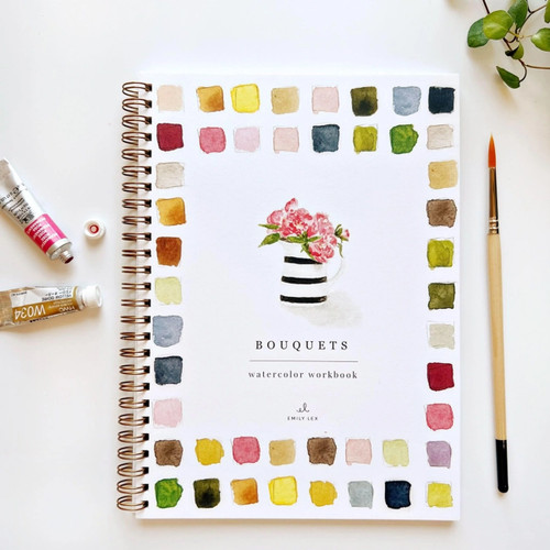 Bouquets Watercolor Workbook by Emily Lex Studio