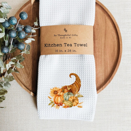 Fall Dish Towel - Thanksgiving Cornucopia