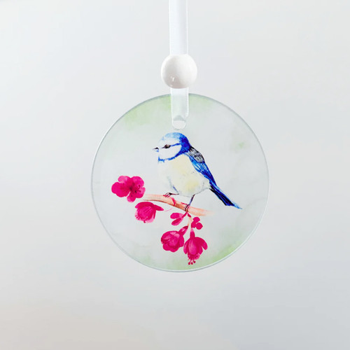 Window Charm - Blue Bird Suncatcher Window Art Circle