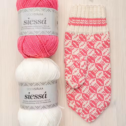 Marias Kaffebönor stickpaket rosa/vit