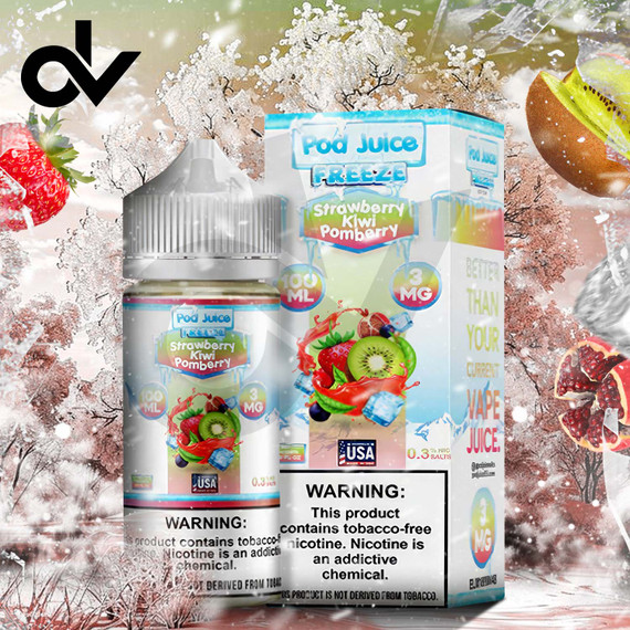 POD Juice Freeze Synthetic Nicotine E-Liquid 100ML - Strawberry Kiwi Pomberry
