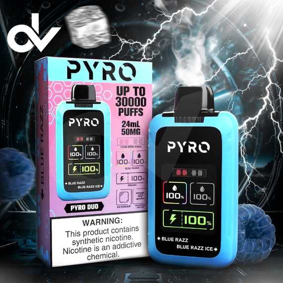 PYRO Duo 30000 Disposable - Blue Razz + Blue Razz Ice