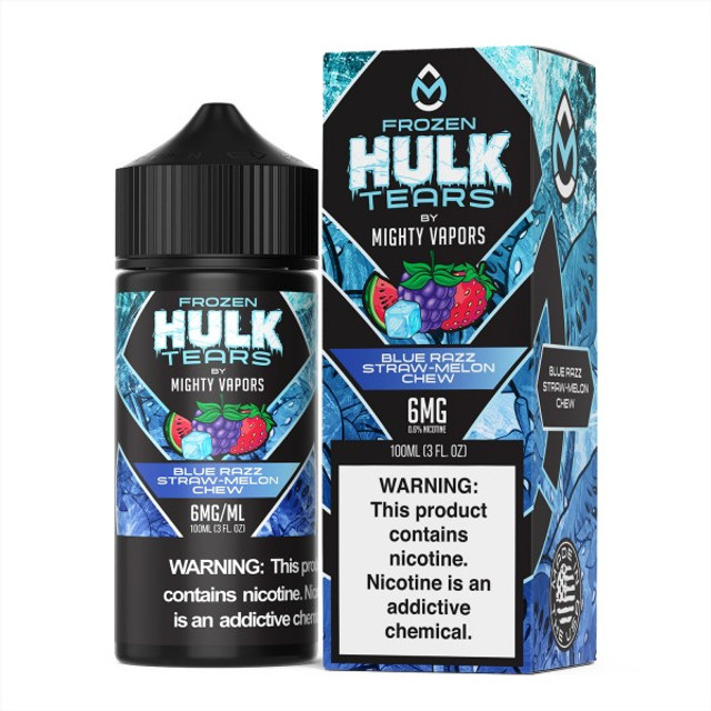 Hulk Tears Nicotine E-Liquid 100ML By Mighty Vapors - Blue Razz Straw-Melon Chew