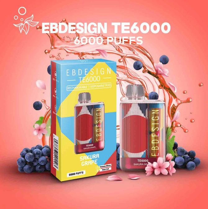 EBDesign TE6000 DISPOSABLE VAPE - SAKURA GRAPE