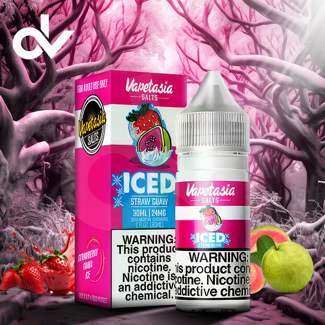 Vapetasia ICED Synthetic Nicotine Salt E-Liquid 30ML - Straw Guaw