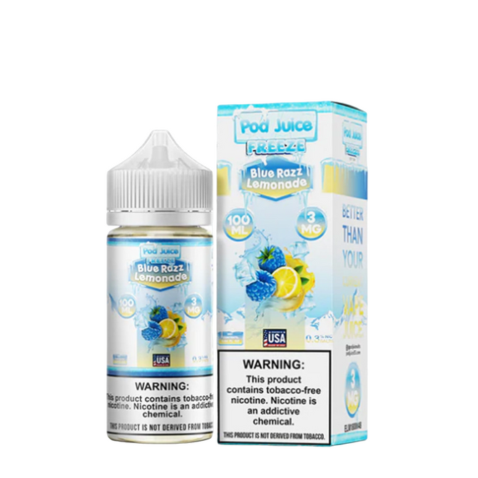 POD Juice Freeze Synthetic Nicotine E-Liquid 100ML Blue Razz Lemonade Freeze
