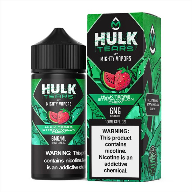 Hulk Tears Nicotine E-Liquid 100ML By Mighty Vapors - Hulk Tears Straw-Melon Chew