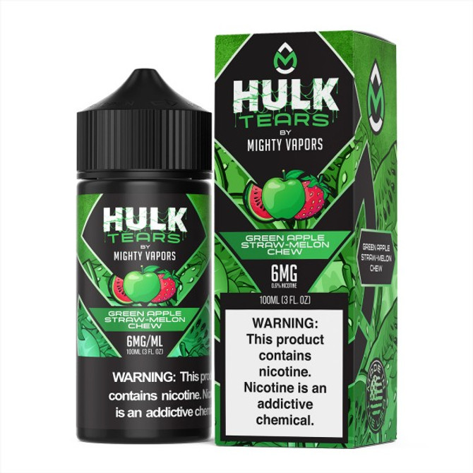 Hulk Tears Nicotine E-Liquid 100ML By Mighty Vapors - Green Apple Straw-Melon Chew