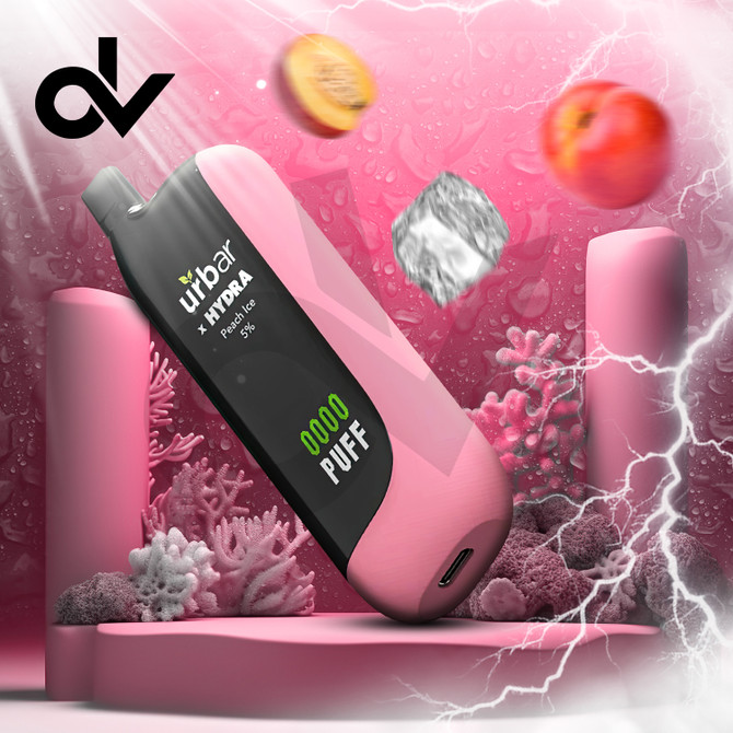 Urbar x Hydra 5000  Puff Counter - Raspberry Peach Ice