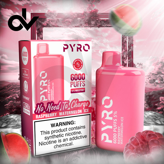 PYRO 6000 Disposable Vape - Raspberry Watermelon Ice