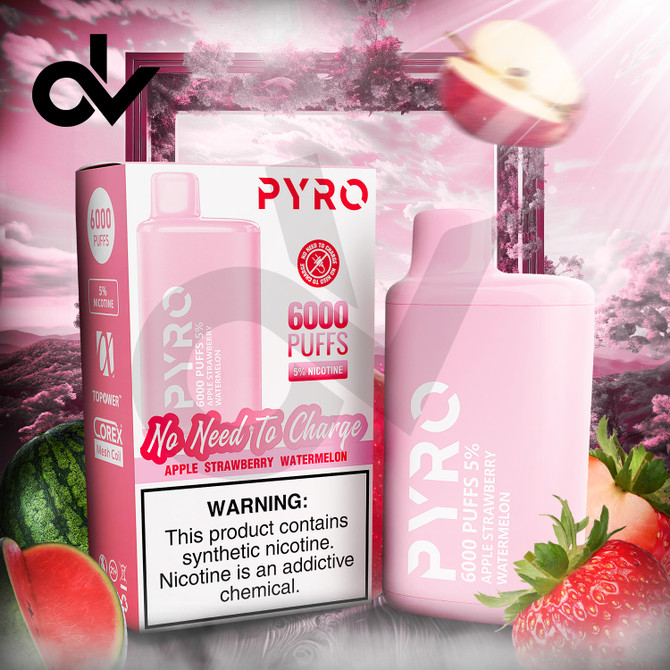 PYRO 6000 Disposable Vape - Apple Strawberry Watermelon