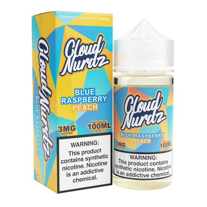 Cloud Nurdz Synthetic Nicotine E-Liquid 100ML Blue Raspberry Peach