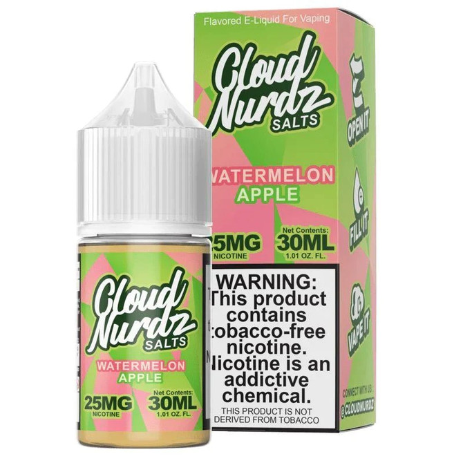 Cloud Nurdz Salts Tobacco-Free Nicotine Salt E-Liquid 30ML - Watermelon Apple