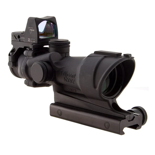 Trijicon 4x32 ACOG Illum Amber Crosshair .223 Reticle w/Colt Knob Mount - LED 3.25 MOA Red Dot RMR Type 2 TA01-D-100556