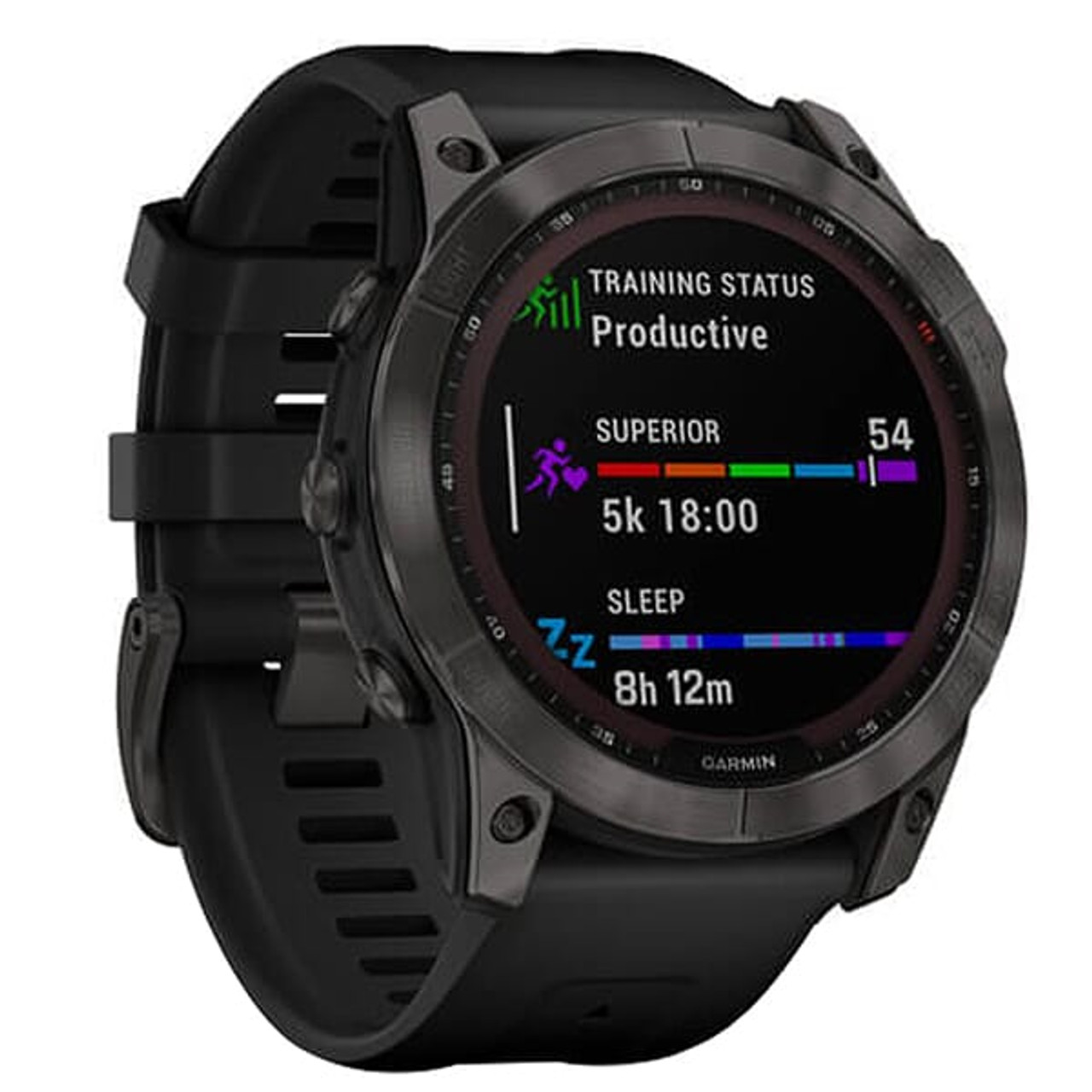 Like New Garmin fenix 7X Sapphire Solar Carbon Gray DLC Titanium w/Black Band Smartwatch 010-02541-10