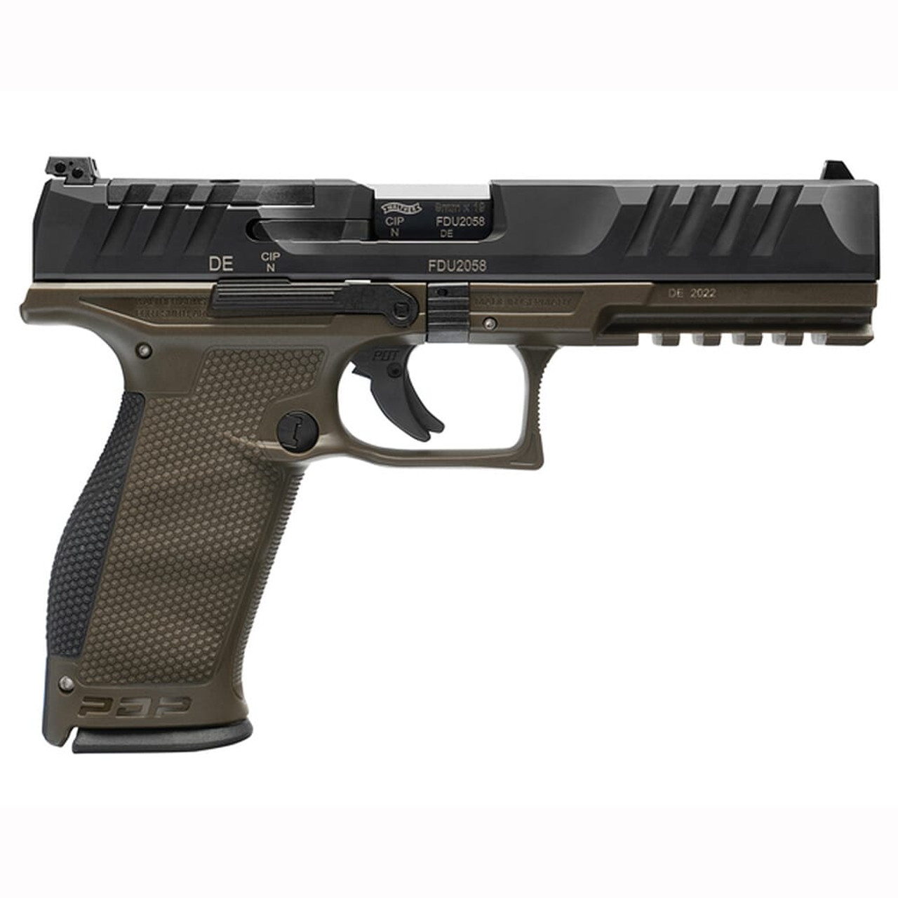 Walther PDP Full Size or 5" OD Green Frame 10RD 9MM 2871840